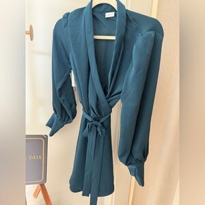 Aritzia Teal Wrap Robe